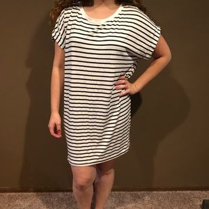 Black and white shift dress